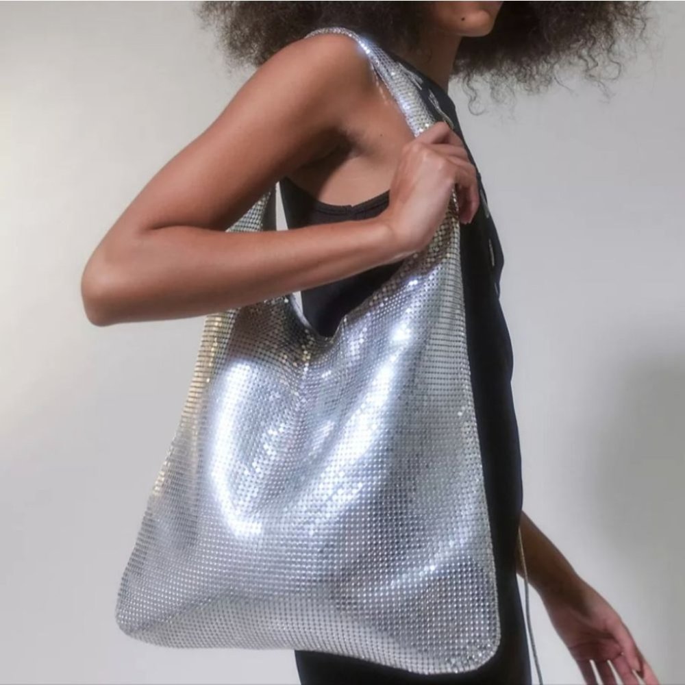 Urban Outfitters Gaia Chainmail Shoulder Bag Silver New With Tags - Picture 1 of 8
